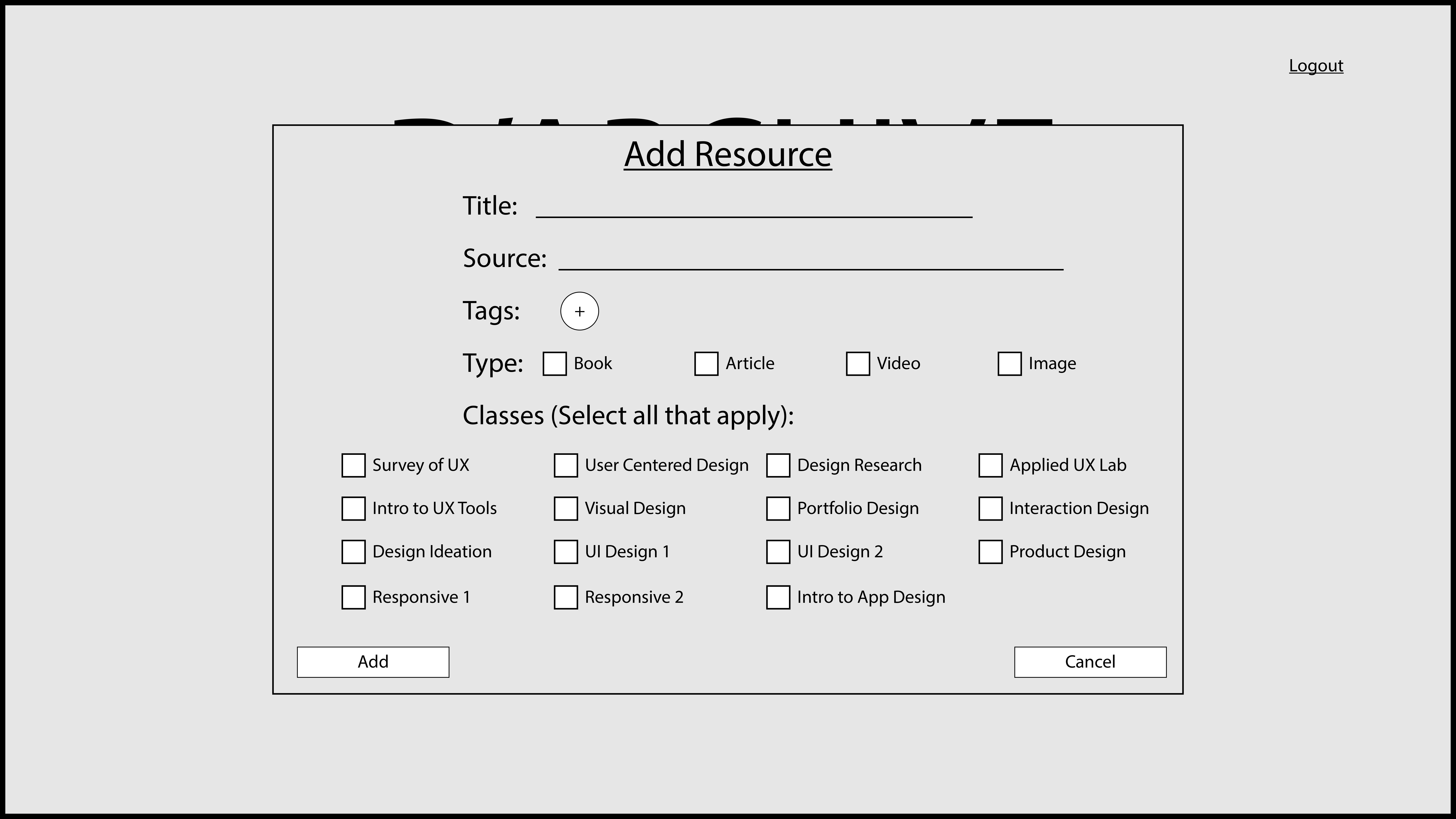 Add Resource Wizard Mid-Fidelity