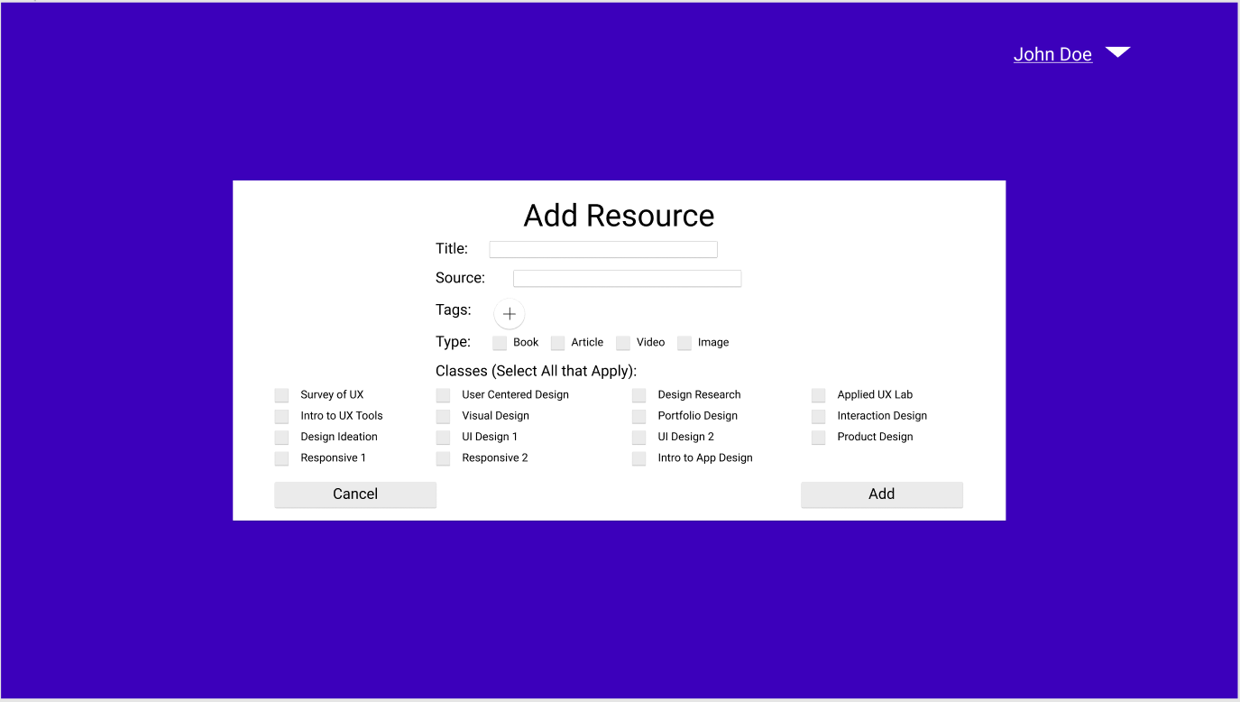 Add Resource Wizard High Fidelity